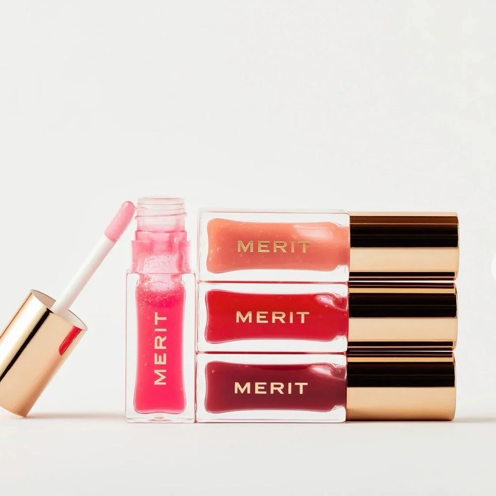 Merit LES DEUX Shade Slick Lip Gelee Gloss in Pink - Hydrating Sheer Shine